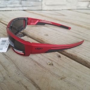 Women Red Motorcycle Sunglasses Glasses Dirt Bike Matte Metallic Frame Hunting